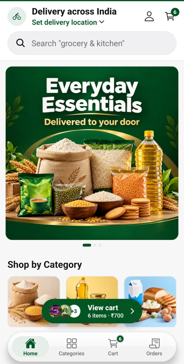 Bharatpur Sainik Canteen app home screen